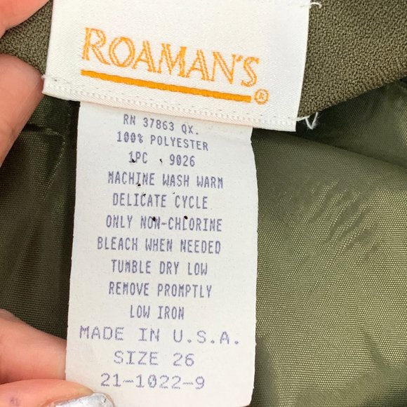 Roaman's Vintage Green Button Jacket Size 26 Made in USA V-Neck Long Sleeves - Picture 3 of 11